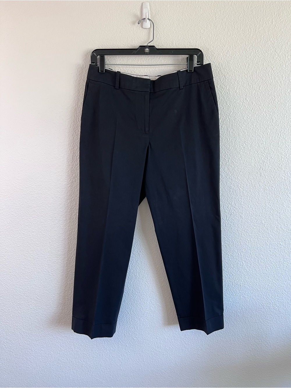 Ann Taylor Women's Black High Rise Straight Leg Rolled Hem Dress Pants Trousers
